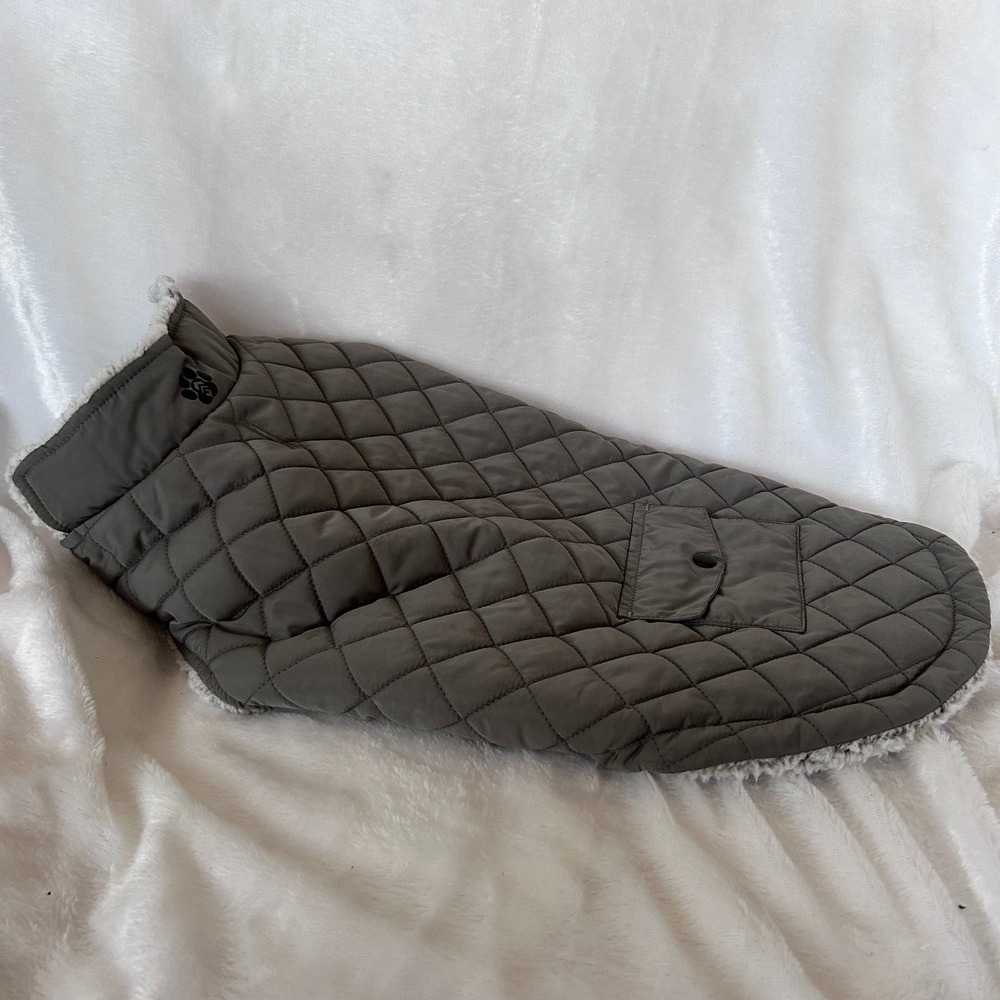 Free Country Dog Coat Medium Gray Quilted Fleece Lined Jacket Gorpcore